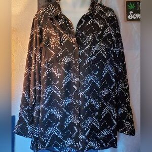 Investments Olivia Black and White Chevron Dot Pattern Women's Blouse.